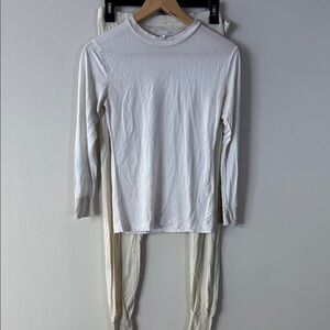 100% Silk L.L. Bean White Long Sleeve Top and Pants Set